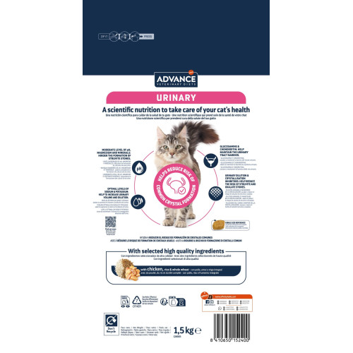 ADVANCE 1.5kg Veterinary Diets ((Urinary)) Cat Dry 處方貓乾糧 泌尿專用 1.5公斤 (AD15240) ADVANCE 1.5kg Veterinary Diets ((Urinary)) Cat Dry 處方貓乾糧 泌尿專用 1.5公斤 (AD15240)