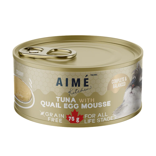 Aime Kitchen Mousse TEM75 ((Tuna with Quail Egg Mousse)) All Life Stages 吞拿魚鵪鶉蛋慕絲 (全齡貓) 厚慕絲系列 無穀物主食罐 75g