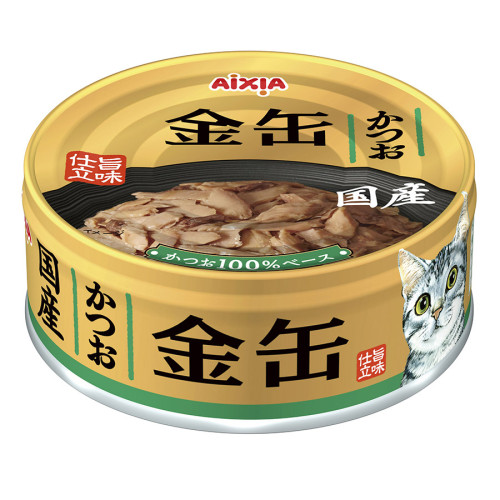 Aixia 日本金缶 (金罐GN-2) 鰹魚 貓罐頭 70g (綠) 