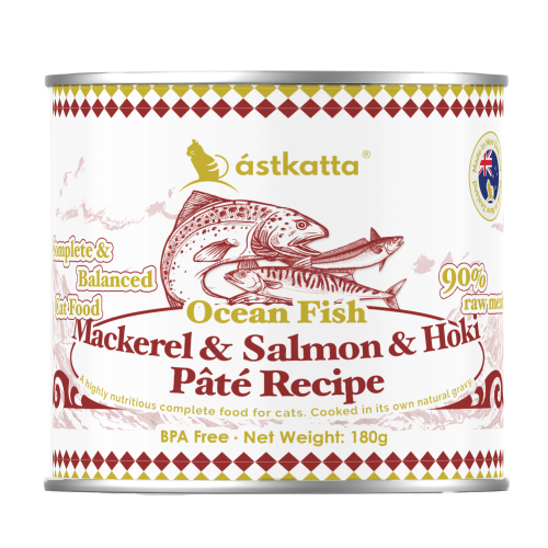 Astkatta 180g Ocean Fish ((Mackerel & Salmon & Hoki Pate Recipe)) 深海極粹純淨天然肉醬配方 (鯖魚+三文魚+紐西蘭藍鱈魚) 澄海系列 主食罐 180克 (P00215) 紐西蘭製造