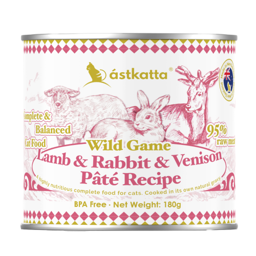 Astkatta 180g Wild Game ((Lamb & Rabbit & Venison Pate Recipe)) 野味盛宴純淨天然肉醬配方 (羊肉+兔肉+鹿肉) 野境系列 主食罐 180克 (P00214) 紐西蘭製造