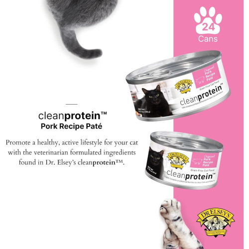 [斷貨中, 未有返貨日期, 可預訂等貨到] Dr.Elsey's Clear Protein Grain-Free Pork Recipe Pate 2.75oz 艾思醫生 簡單蛋白無穀物 全齡貓主食罐 豬肉配方