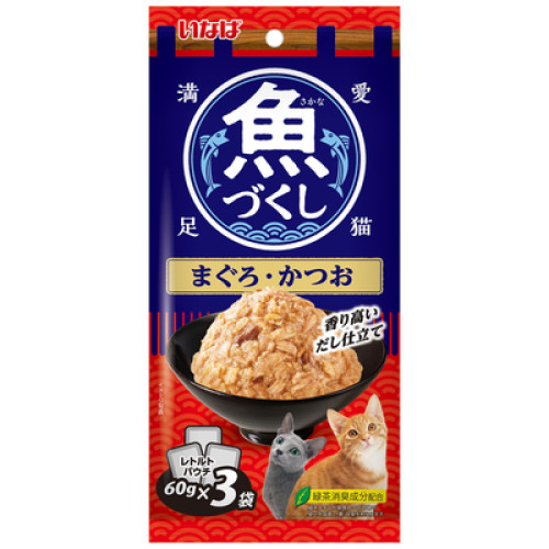 Inaba TCR-171 [魚盛] 吞拿魚+鰹魚 袋裝貓濕糧 (60g X3)