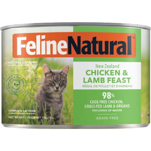 F9 Feline Natural 6oz ((Chicken & Lamb Feast)) cat can 無穀物全齡貓 主食貓罐頭 雞肉羊肉盛宴 170g (F9-C-CL170) 原裝行貨 (新包裝 升級版) K9大淺綠