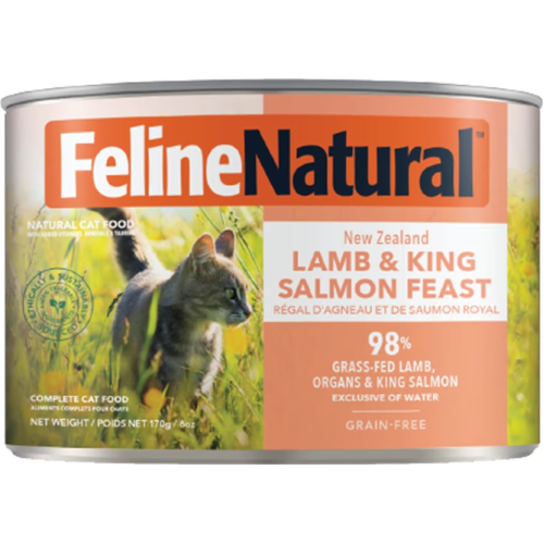 F9 Feline Natural 6oz ((Lamb & King Salmon Feast)) cat can 無穀物全齡貓 主食貓罐頭 羊肉三文魚盛宴 170g (F9-C-LS170) 原裝行貨 (新包裝 升級版) K9大橙