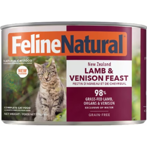 F9 Feline Natural 6oz ((Lamb & Venison Feast)) cat can 無穀物全齡貓 主食貓罐頭 羊肉鹿肉盛宴 170g (F9-C-LV170) 原裝行貨