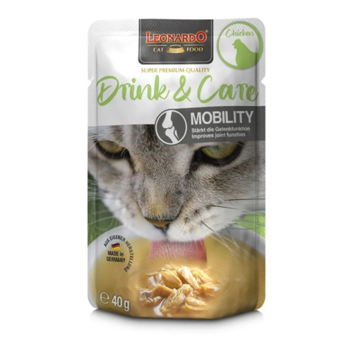 (限時優惠: 正價$12) Leonardo Drink & Care ((Mobility)) Chicken 40g 利安納度 成貓濕糧 湯包系列 德國製造 關節呵護 雞肉配方湯包 (756664)