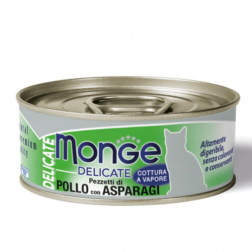 Monge Delicate - Pollo con Asparagi (Chicken with Asparagus) 80g 貓罐頭 鮮味雞肉系列 雞肉蘆筍 (綠) MO7320 (新舊包裝隨機)