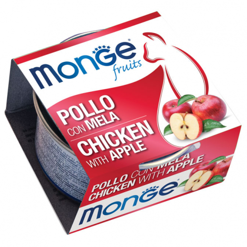 Monge fruits - Chicken Flakes with Apple (Adult) 80g 貓罐頭 清新鮮果系列 雞肉蘋果 (成貓) MO3345 (新舊包裝隨機)