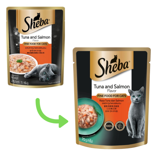 (新包裝) SHEBA POUCH SAA004 Tuna & Salmon 70g 鮮饌包 袋裝貓濕糧 吞拿魚及三文魚 70g (10403049)