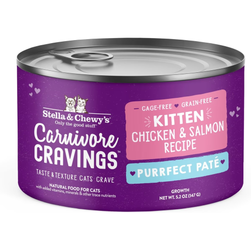Stella & Chewy's CAT 無穀物主食罐 Carnivore Cravings Purrfect Pate 滋味骨湯肉醬 Kitten Chicken & Salmon 幼貓 雞肉+三文魚 5.2oz (PPC-KIT-5.2) (正價$26.5)