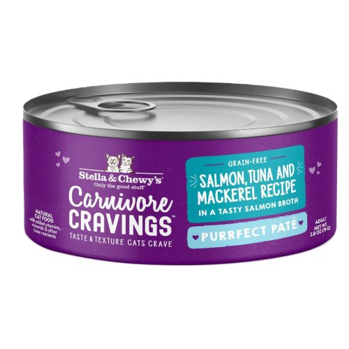 Stella & Chewy's CAT Carnivore Cravings Purrfect Pate Adult Salmon, Tuna & Mackerel 2.8oz 無穀物主食罐 滋味骨湯肉醬 成貓 三文魚+吞拿魚+鯖魚 (PPC-STM-2.8) (正價$20.5) 