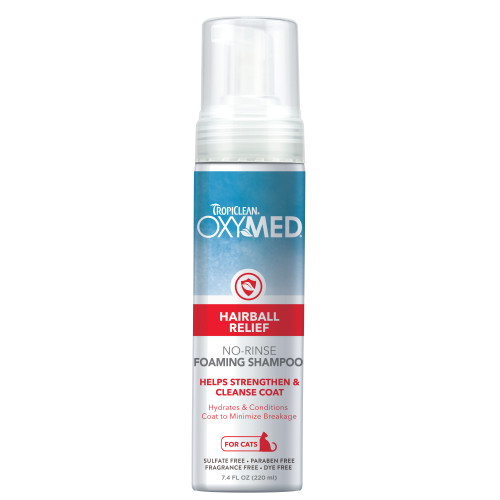 TropiClean OxyMed 220ml ((HairBall Relief)) No-Rinse Foaming Shampoo for Cats 專業護理系列 毛球根源修護免洗泡沬 7.4oz [貓咪專用]